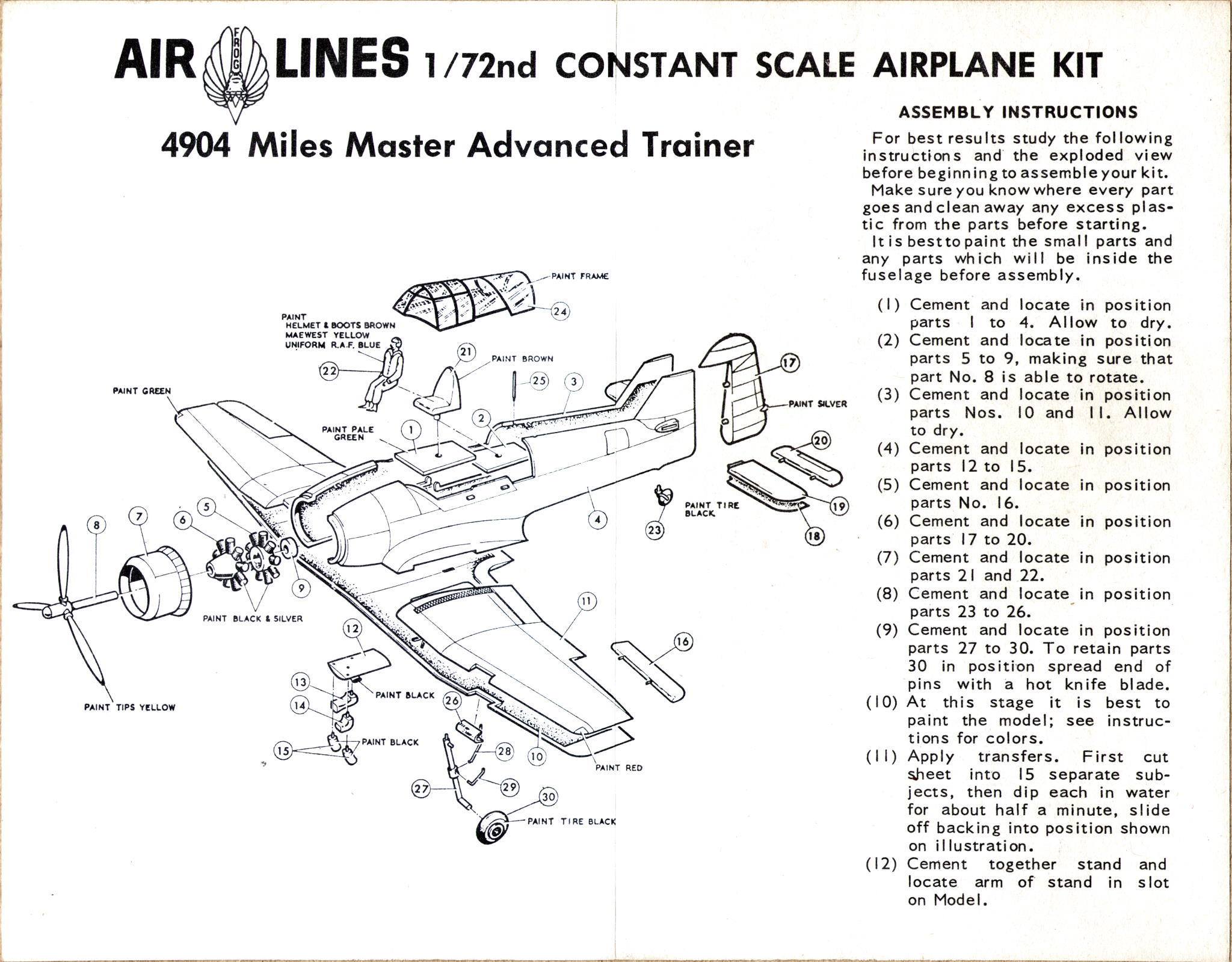 4904 Air Lines Miles Master, инструкция по сборке, 1964